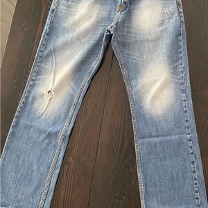Marc Ecko Blue Straight Jeans with Distressed Details
